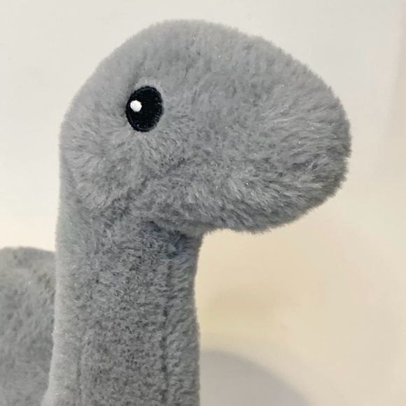 Baby Dinosaur Brontosaurus Plush Rattle Toy Gray Embroidered Eyes KellyToy 12” - Picture 7 of 9